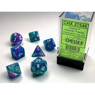 Chessex Waterlily/white - Festive Polyhedral 7-Die Set