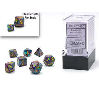 Chessex Mosaic/yellow - Festive Polyhedral 7-Die Set Mini