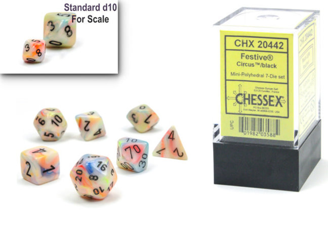 Chessex Circus/black - Festive Polyhedral 7-Die Set Mini