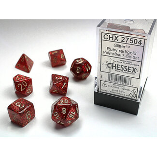 Chessex Ruby/gold - Glitter Polyhedral 7-Die Set