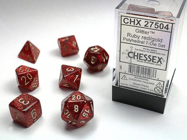 Chessex Ruby/gold - Glitter Polyhedral 7-Die Set