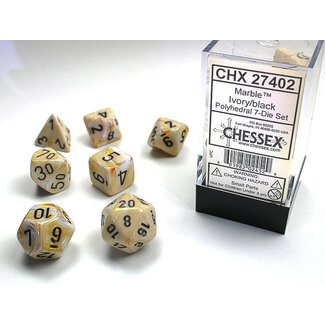 Chessex Ivory/black - Marble Polyhedral 7-Die Set