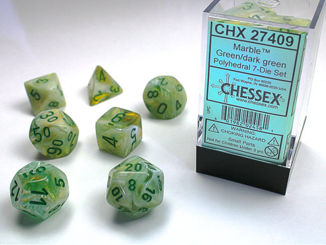 Chessex Green/dark green - Marble Polyhedral 7-Die Set