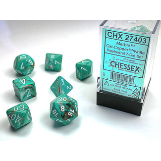 Chessex Oxi-Copper/white - Marble Polyhedral 7-Die Set