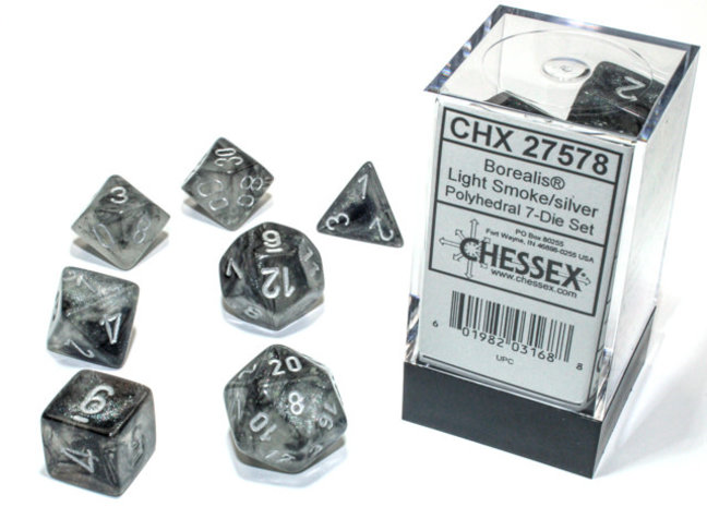 Chessex Smoke/silver - Borealis Polyhedral 7-Die Set