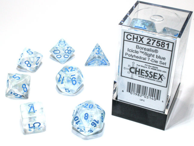 Chessex Icicle/light blue - Borealis Polyhedral 7-Die Set
