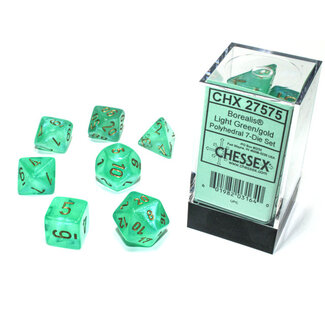 Chessex Light Green/gold - Borealis Polyhedral 7-Die Set