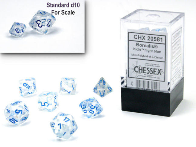 Chessex Icicle/light blue - Borealis Polyhedral 7-Die Set Mini