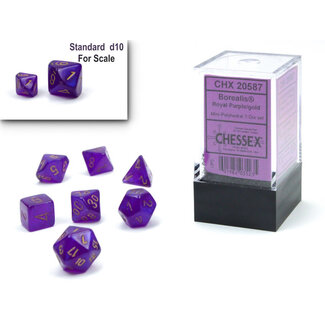 Chessex Royal Purple/gold - Borealis Polyhedral 7-Die Set Mini