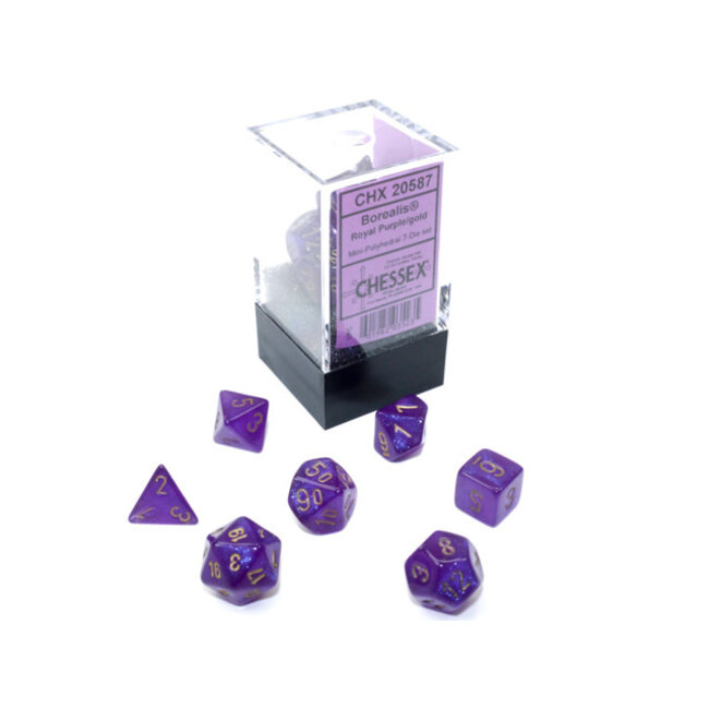 Chessex Chessex: Royal Purple/gold - Borealis Polyhedral 7-Die Set Mini