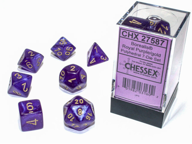 Chessex Royal Purple/gold - Borealis Luminary Polyhedral 7-Die Set