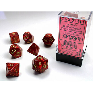 Chessex Scarlet/gold - Scarab Polyhedral 7-Die Set