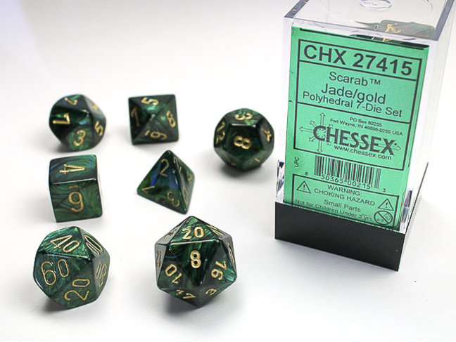 Chessex Jade/gold - Scarab Polyhedral 7-Die Set
