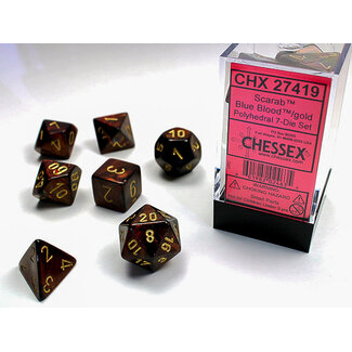 Chessex Blue Blood/gold - Scarab Polyhedral 7-Die Set