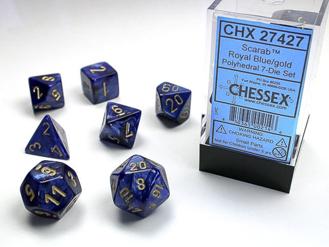 Chessex Royal Blue/gold - Scarab Polyhedral 7-Die Set