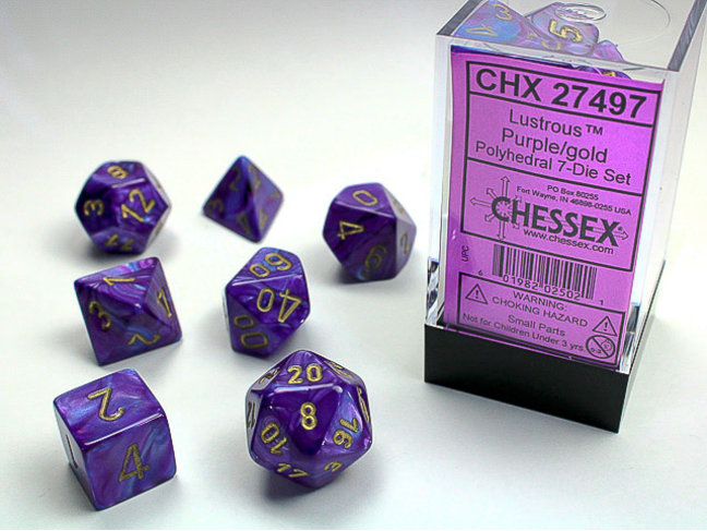 Chessex Purple/gold - Lustrous Polyhedral 7-Die Set