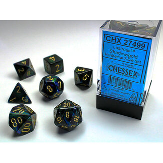 Chessex Shadow/gold - Lustrous Polyhedral 7-Die Set