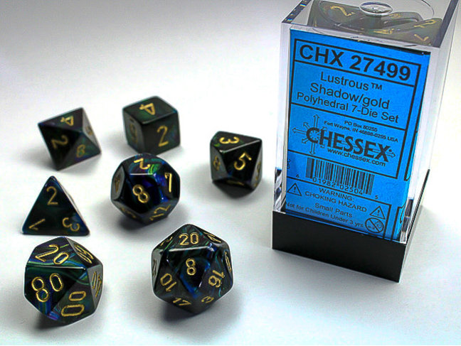 Chessex Shadow/gold - Lustrous Polyhedral 7-Die Set