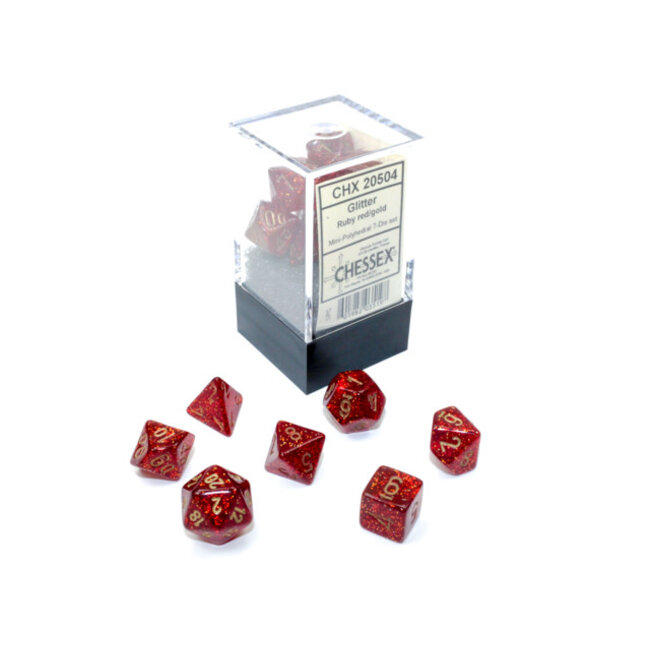 Chessex Chessex: Ruby/gold - Glitter Polyhedral 7-Die Set Mini