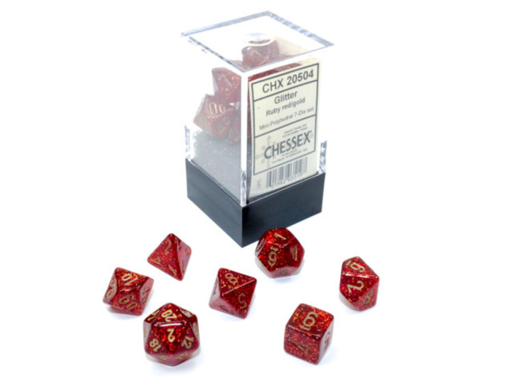 Chessex Chessex: Ruby/gold - Glitter Polyhedral 7-Die Set Mini