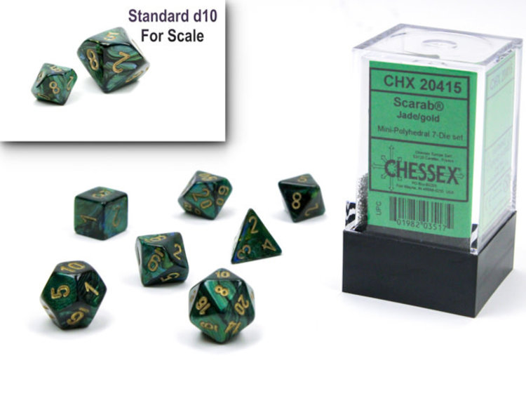 Chessex Chessex: Jade/gold - Scarab Polyhedral 7-Die Set Mini
