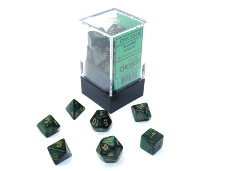 Chessex Chessex: Jade/gold - Scarab Polyhedral 7-Die Set Mini