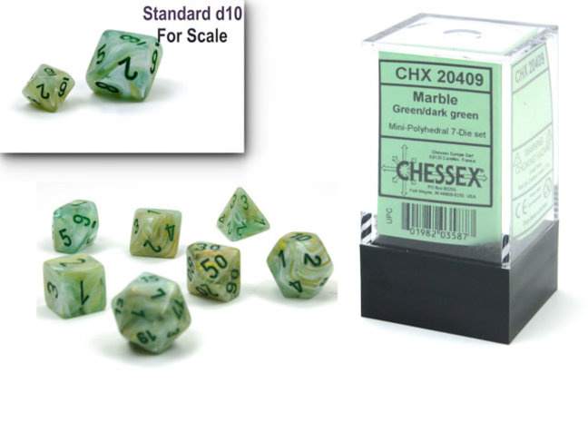 Chessex Green/dark green - Marble Polyhedral 7-Die Set Mini