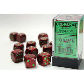 Chessex Strawberry - 12 Speckled 16mm D6 Dice Block