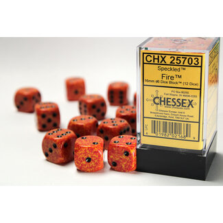 Chessex Fire - 12 Speckled 16mm D6 Dice Block