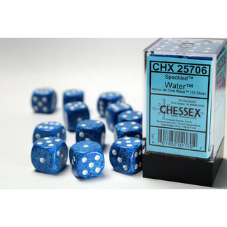 Chessex Water - 12 Speckled 16mm D6 Dice Block