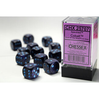 Chessex Cobalt - 12 Speckled 16mm D6 Dice Block