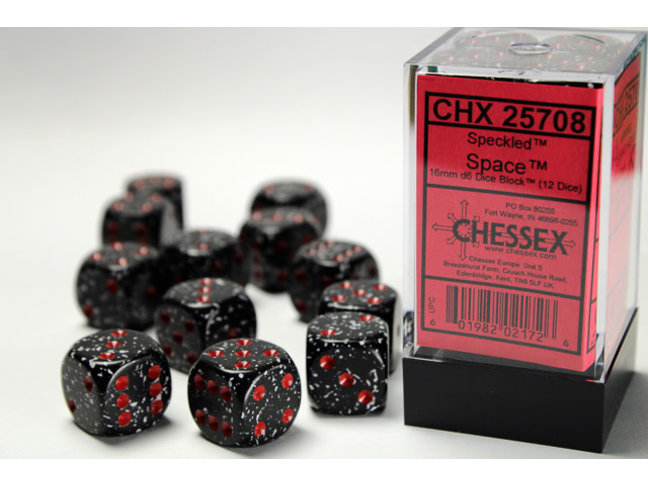 Chessex Space - 12 Speckled 16mm D6 Dice Block