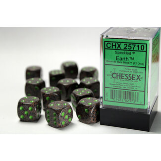 Chessex Earth - 12 Speckled 16mm D6 Dice Block