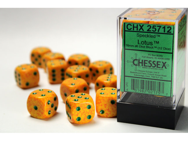 Chessex Lotus - 12 Speckled 16mm D6 Dice Block