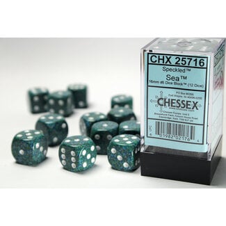 Chessex Sea - 12 Speckled 16mm D6 Dice Block