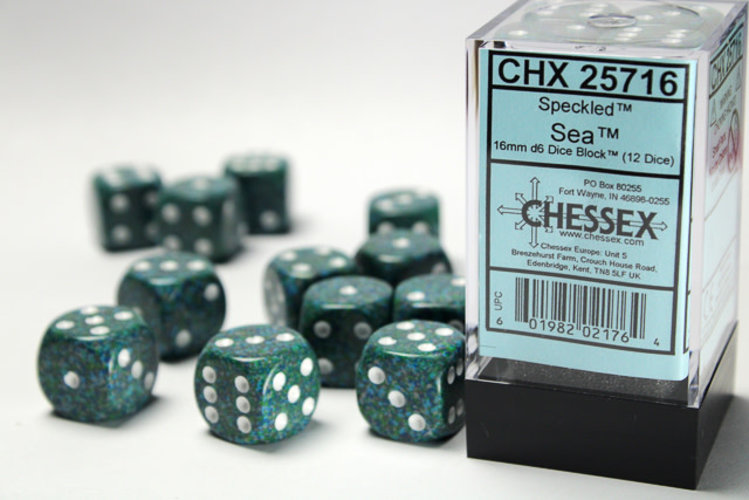 Chessex Chessex: Sea - 12 Speckled 16mm D6 Dice Block