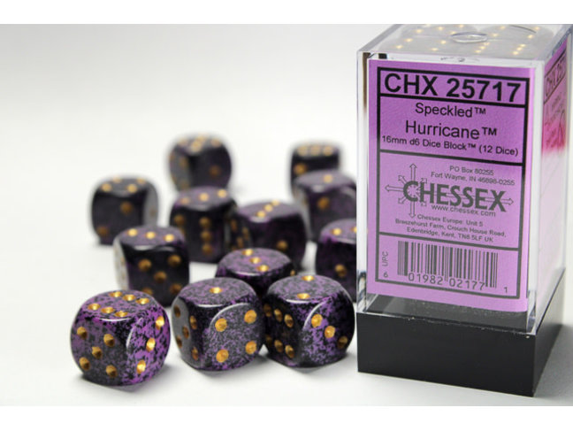 Chessex Hurricane - 12 Speckled 16mm D6 Dice Block
