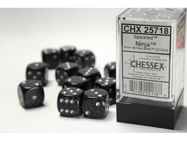 Chessex Ninja - 12 Speckled 16mm D6 Dice Block