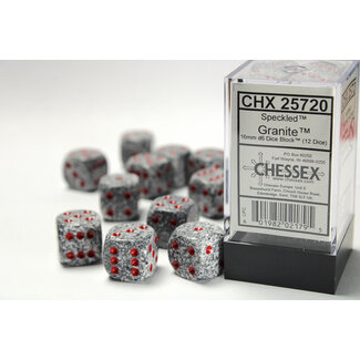 Chessex Granite - 12 Speckled 16mm D6 Dice Block