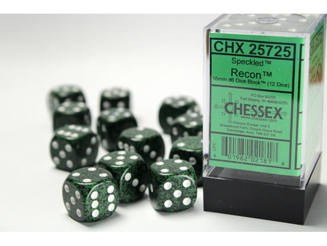Chessex Recon - 12 Speckled 16mm D6 Dice Block