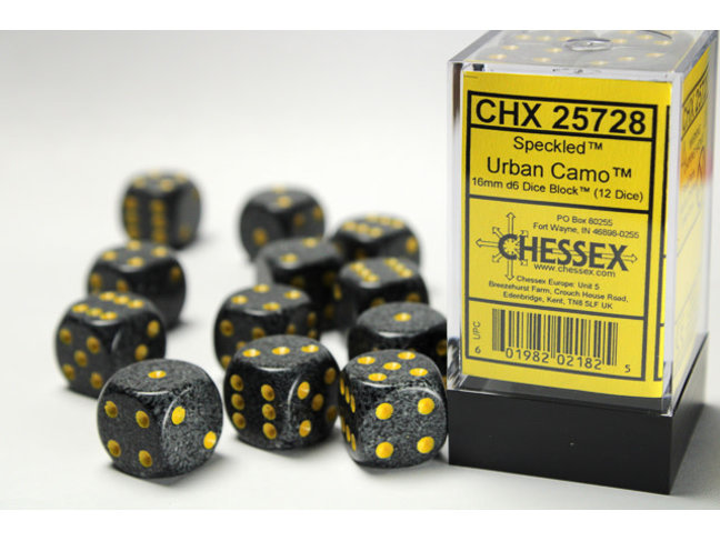 Chessex Urban Camo - 12 Speckled 16mm D6 Dice Block