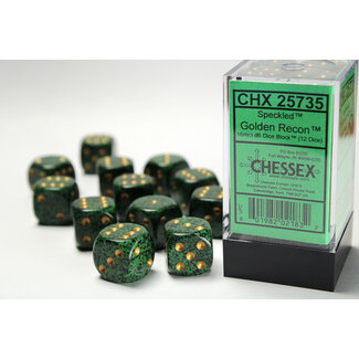 Chessex Golden Recon - 12 Speckled 16mm D6 Dice Block