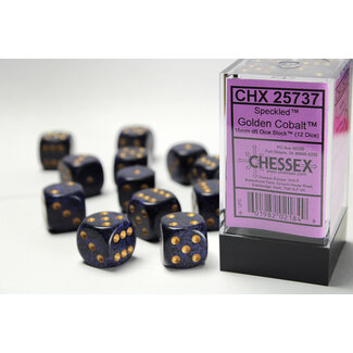 Chessex Golden Cobalt - 12 Speckled 16mm D6 Dice Block