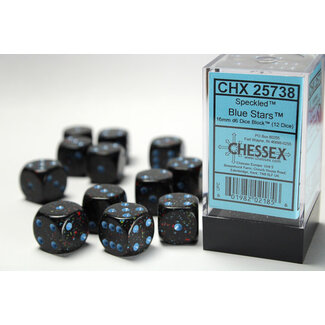 Chessex Blue Stars - 12 Speckled 16mm D6 Dice Block