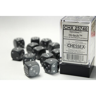 Chessex Hi-Tech - 12 Speckled 16mm D6 Dice Block