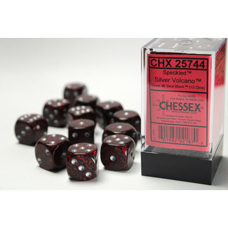 Chessex Silver Volcano - 12 Speckled 16mm D6 Dice Block