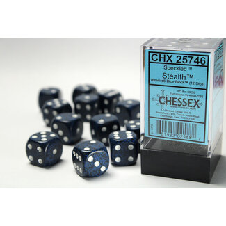 Chessex Stealth - 12 Speckled 16mm D6 Dice Block
