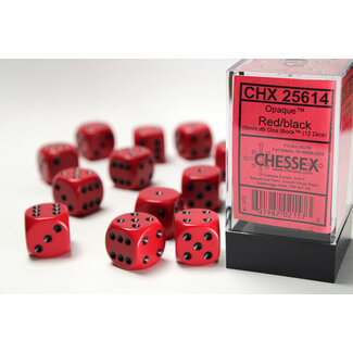 Chessex Red/black - 12 Opaque 16mm D6 Dice Block