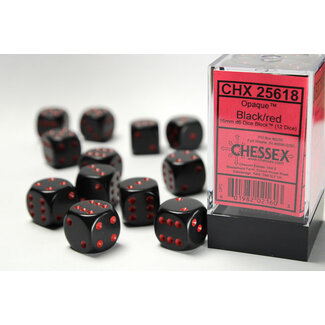 Chessex Black/red - 12 Opaque 16mm D6 Dice Block