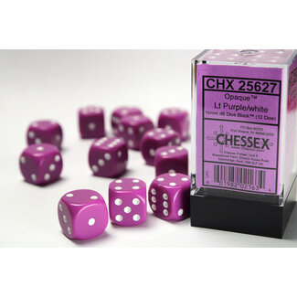 Chessex Light Purple/white - 12 Opaque 16mm D6 Dice Block